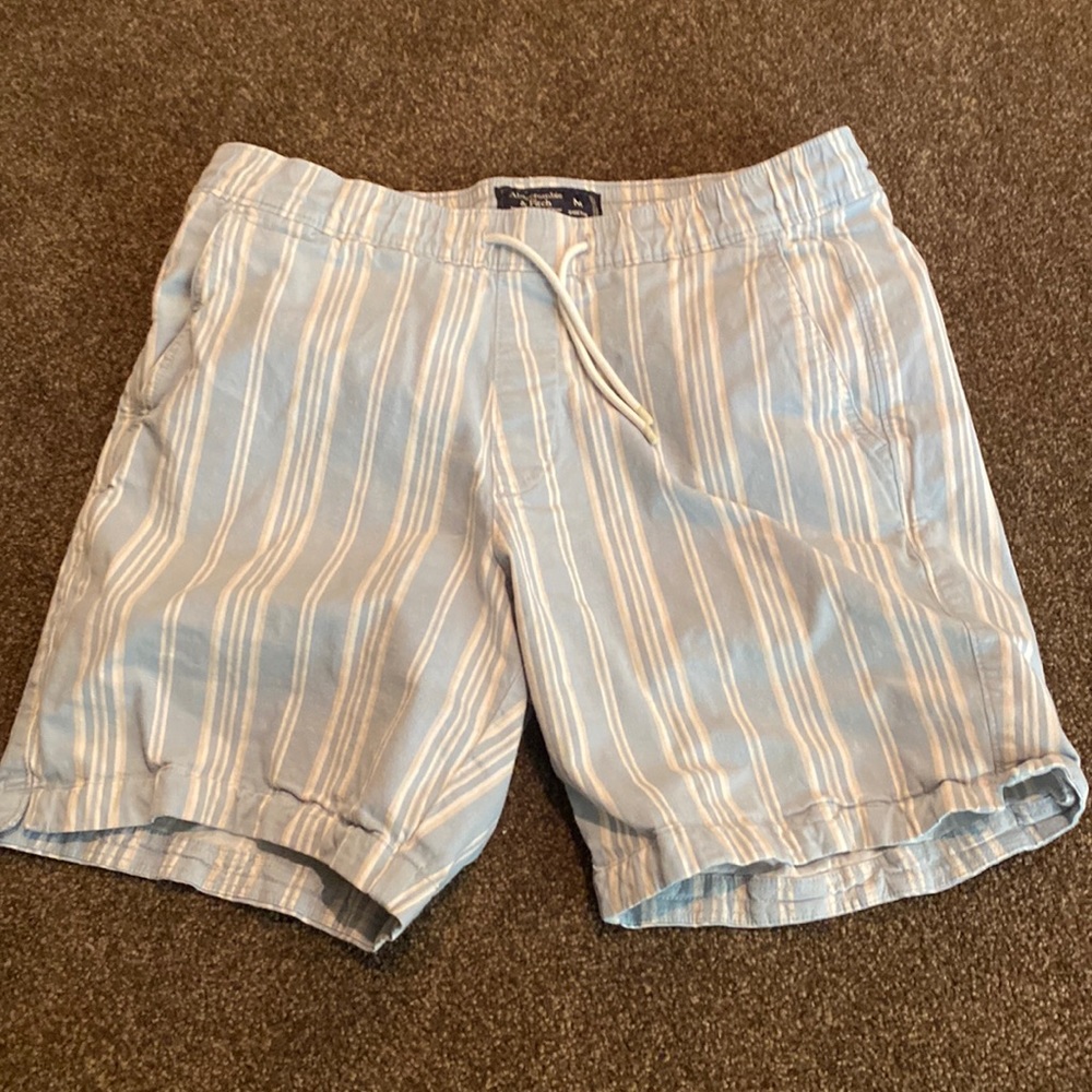 Blue and white stripes Abercrombie and Fitch shorts.